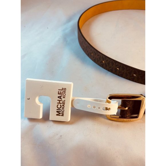 NWOT MICHAEL KORS Women’s MK Signature Brown Belt Sz L main image 5